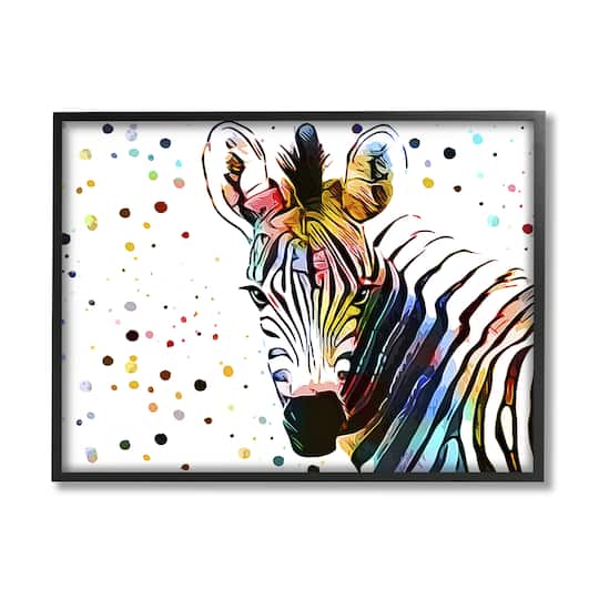 Stupell Industries Abstract Zebra Portrait Vibrant Modern Polka Dot Pattern Framed Wall Art